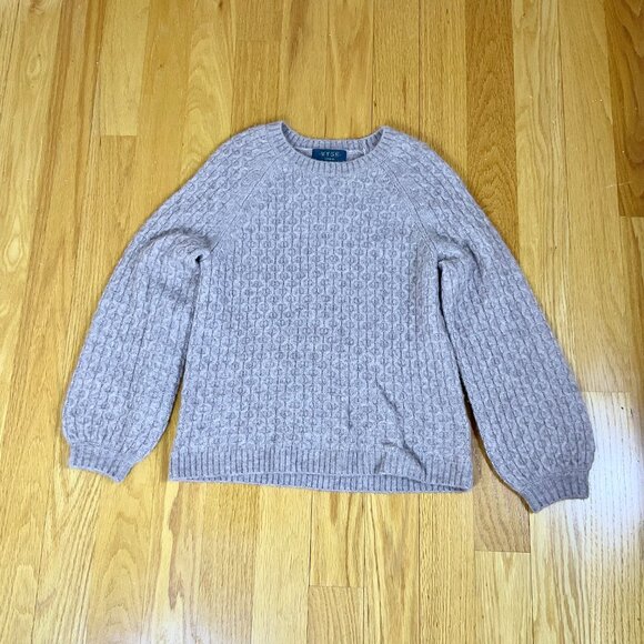 Wyse London Sweater Alpaca Wool Cable Knit Crew Neck in Beige (S) - Picture 4 of 6